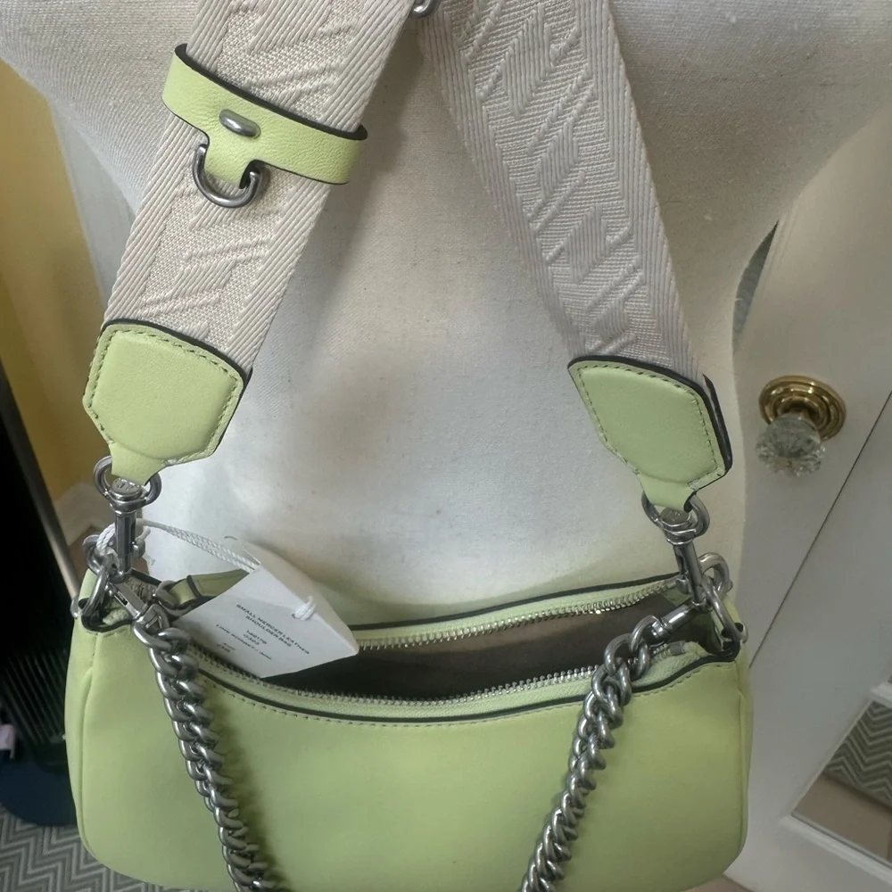 Tory Burch NWT Small Mercer Crescent Shoulder Bag convertible strap Lime Sorbet